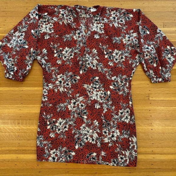 Amanda Uprichard red/white/black cheetah leopard print  floral dress - Picture 1 of 8